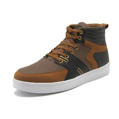 China Fashion Trend High Top Casual Shoes Skateboard Leather Sneakers For Men for sale