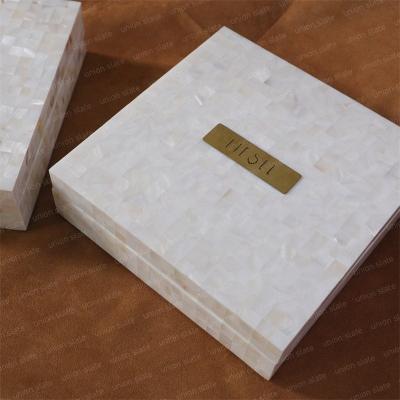 China Private Custom Luxury White MOP Square Jewelry Gift Box Packaging Necklace Necklace Jewelry Storage Boxes for sale