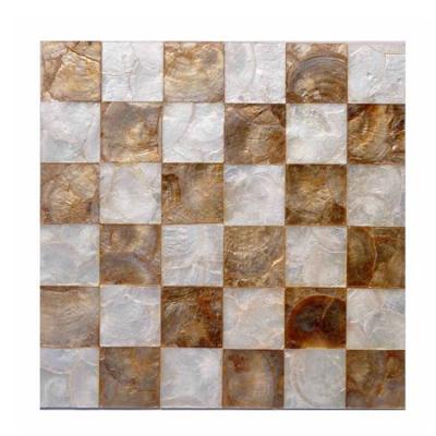 China Mirror Shell Tiles Living Room Decorative Capiz Shell Backsplash Tile Wall Paper Parquet Checkboard Pattern for sale