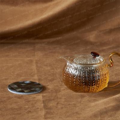 China Custom Waterproof Round Tahiti Pearly Coffee Cup Coaster Viable For Afternoon Tea for sale