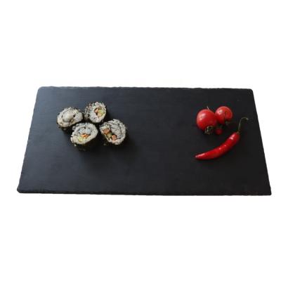 China Sustainable Wholesale Food Tray Natural Rectangular Service Stone Slate Plates Tableware For Dinner for sale