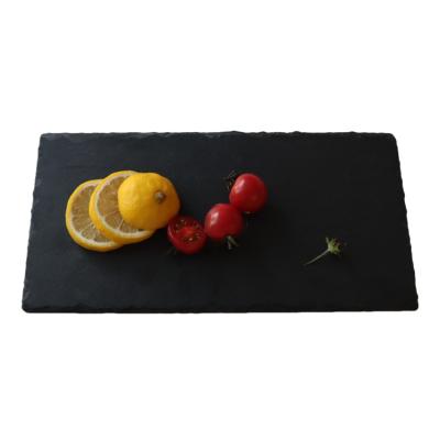 China Sustainable New Design Natural Black Rectangular Slate Cheese Hot Selling Natural Slate Steak Dish for sale