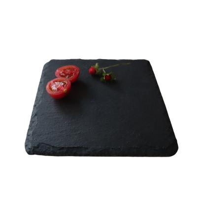 China Sustainable Square Edge Slate Chopper Black Dinnerware Set Natural Slate Stone Dish for sale