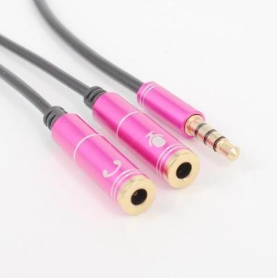 China Plug and play 2 in 1 3.5mm aux stereo audio cable. microphone splitter for laptop tablet and mobile phone for sale