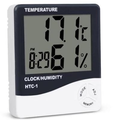 China Thermometer HTC-1 Digital Alarm Clock Thermometer Plastic Indoor Desktop Hygrometer and ABS Hygrometer for sale