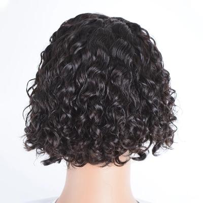 China Fashionable Central Western Silky Straight Small Wave Woman Short Hair Starter Curl Black Head Covered Wig for sale