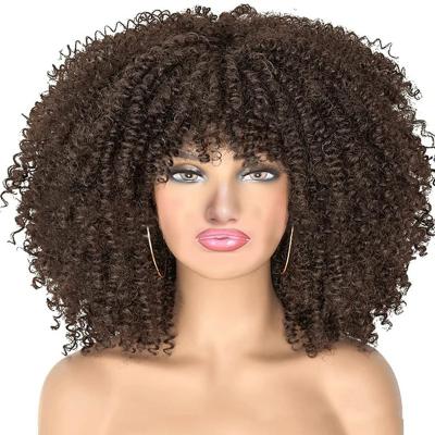 China European and American Wholesale Silky Straight Small Wave Wig Fashion Curly Hair Afro Synthetic Wig for sale