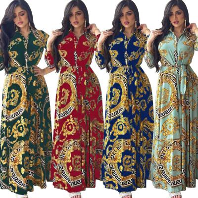 China Wholesale Polyethersulfone Plus Size Sleeve V-Neckline V-Neckline Women's Long Muslim Maxi Dress Abaya Shirt Casual Dresses White Red And Blue for sale