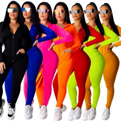 China Plus Size Breathable Sexy Yoga Set Hooded Long Sleeve Tight Casual Suit Jacket Women's Cardigan Two Piece Pants Set For Unisex for sale