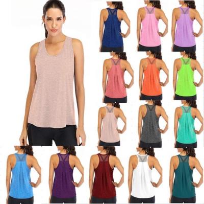 China Hot Selling Antibacterial Sports Vest Sleeveless Workout Tops Yoga Gym Exercise Shirts Racerback Tank Tops Running Vest With Mesh For Women for sale