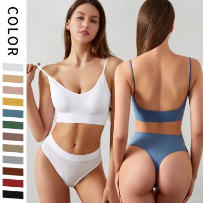 China Wholesale Factory Price QUICK DRY seamless bra panties set thin ties removable pads women underwear sets lift up bra brief sets for women for sale