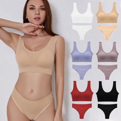 China QUICK DRY plus size French costume women's sexy wireless thong beauty seamless top fits 2pcs bra and panties set for women for sale