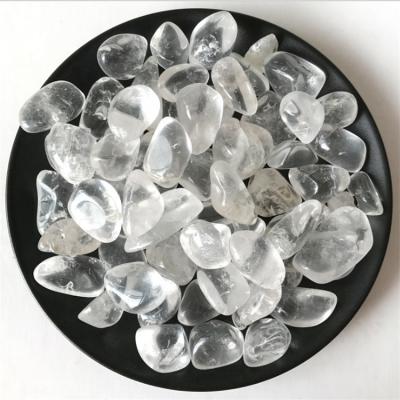 China White Clear Rock Quartz Tumbled Healing Crystal Stone for sale