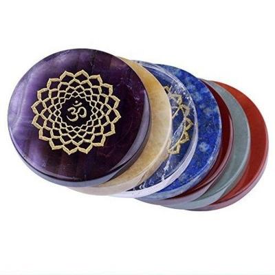 China Round Engraved Worry Calming Chakra Meditation Stones for sale