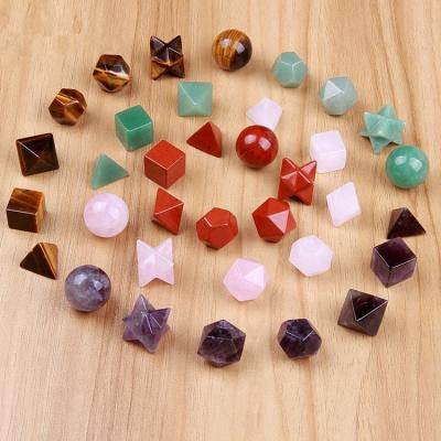 China Carved Sacred Platonic 20MM Solids 7 Chakra Merkaba Star Gemstone for sale