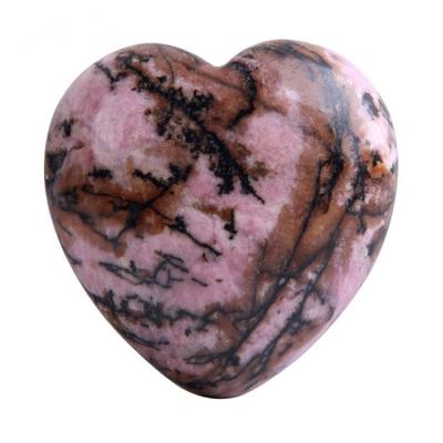 China Pendentes de pedra preciosos do coração dos cristais 30mm de Rhodonite da flor à venda