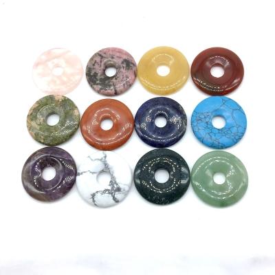 China Hollow Circle Donut shape Semi Precious Stone Pendants for sale