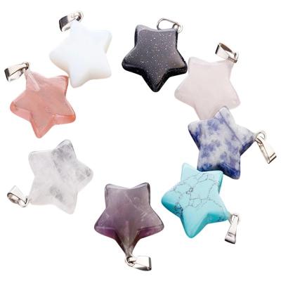 China Pentacle Star Precious 20mm Gemstone Necklace Pendant for sale