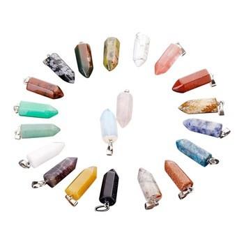 China Hexagonal  22mm Bullet Pencil Healing Crystal Stone Pendants for sale