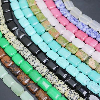 China Rectangle 12mm Semi Precious Stone Beads For Necklace Jewelry Making for sale