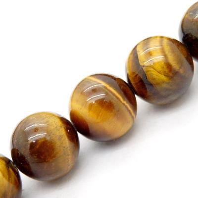 China Smooth Gemstone 8mm Yellow Gold Tiger's Eye Semi Precious Beads for sale