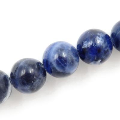 China Blue Vein Spot Sodalite Semi Precious Round Loose Beads for sale