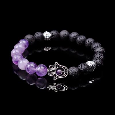 China Bracelete frisado da Buda vulcânica de Lava Palm Stone 8mm para amantes à venda