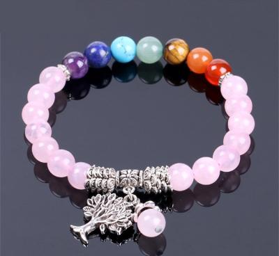 China Bracelete de prata antigo de Rose Quartz Chakra Healing da ioga para a ansiedade à venda