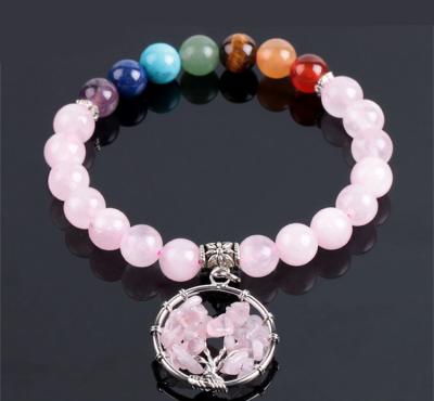 China mujeres Rose Quartz Chakra Healing Bracelet de la energía en venta