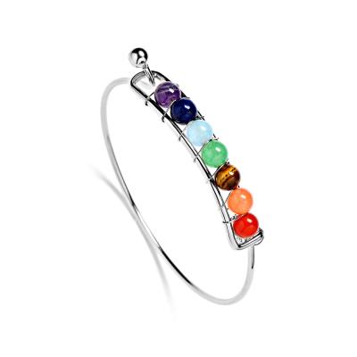 China Bracelete de pedra natural envolvido de Chakra da ioga de 6mm sete Chakras à venda