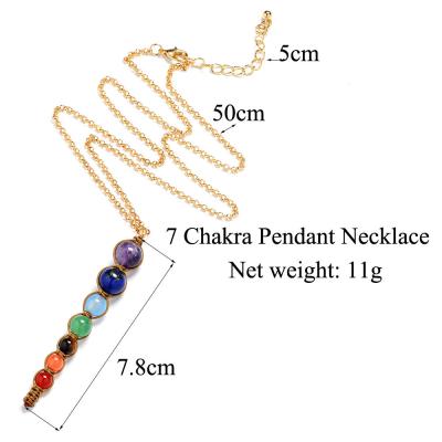 China Siete colgante del collar de la piedra preciosa del péndulo de Chakras 7,8 cm en venta