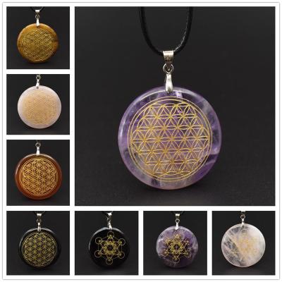 China Flower of Life Amethyst Precious Stone Pendants for sale