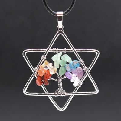 China 48mm Star Chakra Life Tree Precious Stone Pendants for sale