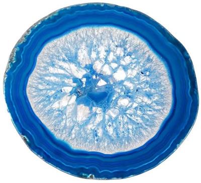 China Natural Shape Edge 100mm Blue Agate Slice Coasters for sale