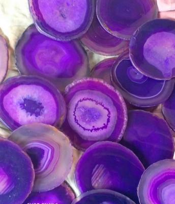 China Muti Colour Polished Agate Slice Coasters For Cup Decor for sale