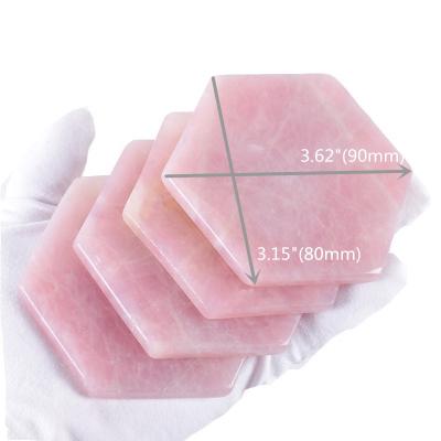 China EE-AC 113 60mm Energy Hexagon Rose Quartz Agate Slices for sale