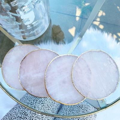 China 80mm Round Circle Natural Geode Slices With Gold Leaf Edge for sale