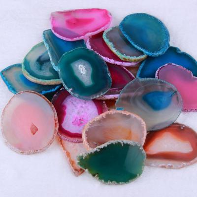 China Small Brazilian 30mm Polished Drilled Agate Slices For Pendant for sale