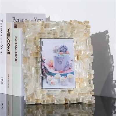 China Crystal Block 1165g Photo Frame Crystal Stone Decor For Studio Decor for sale