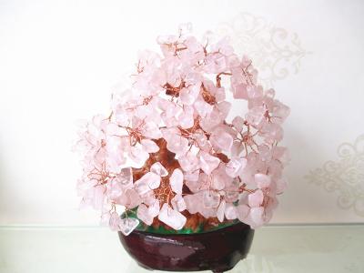 China Árvore de Feng Shui 400g Crystal Gemstone Rose Quartz Bonsai à venda