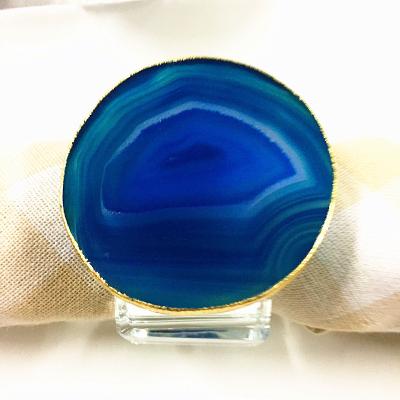 China Hotel 6mm  Thickness Agate Slice Coasters Napkin Rings for sale