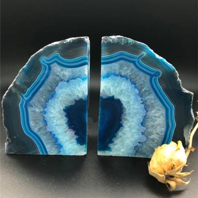 China Soothing Natural Blue Crystal Polished Agate Slice Coasters for sale