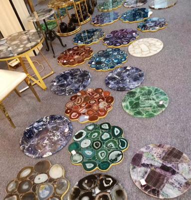 China Agate Semi Precious Stone Furniture Coffee Table for sale