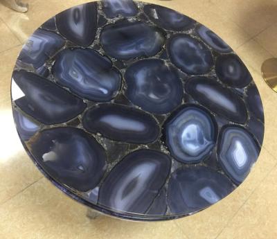 China 20mm Thickness Round Solid  Agate Stone Coffee Table for sale