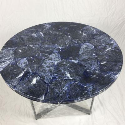 China 500mm Blue Jasper Semi Precious Stone Furniture Sodalite Table Top for sale