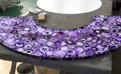 China Semi Precious Gems Purple Agate Stone Countertops For LED Bar for sale