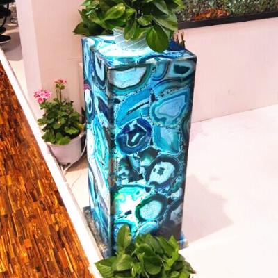 China No Radiation Blue Agate Backlit Rock Floor Lamp for sale