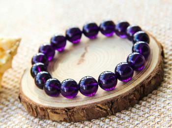 China Natural Amethyst Crystal Energy Stone Elastic Stretchable Beads Bracelet Healing Power for sale