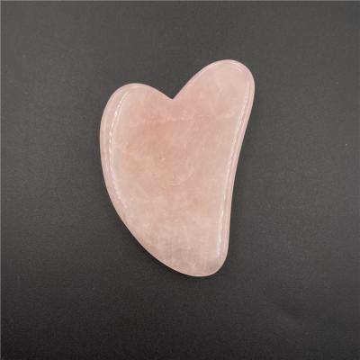 China Eco Friendly Heart Shaped Facial Rose Quartz Gua Sha Plate for sale