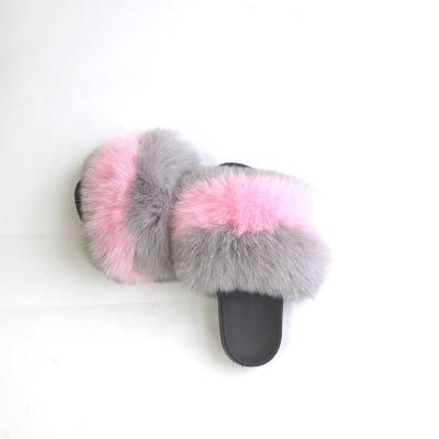 China Fashion trend factory wholesale custom logo fur slippers ladies fur slippers real and hairy fur slides for sale